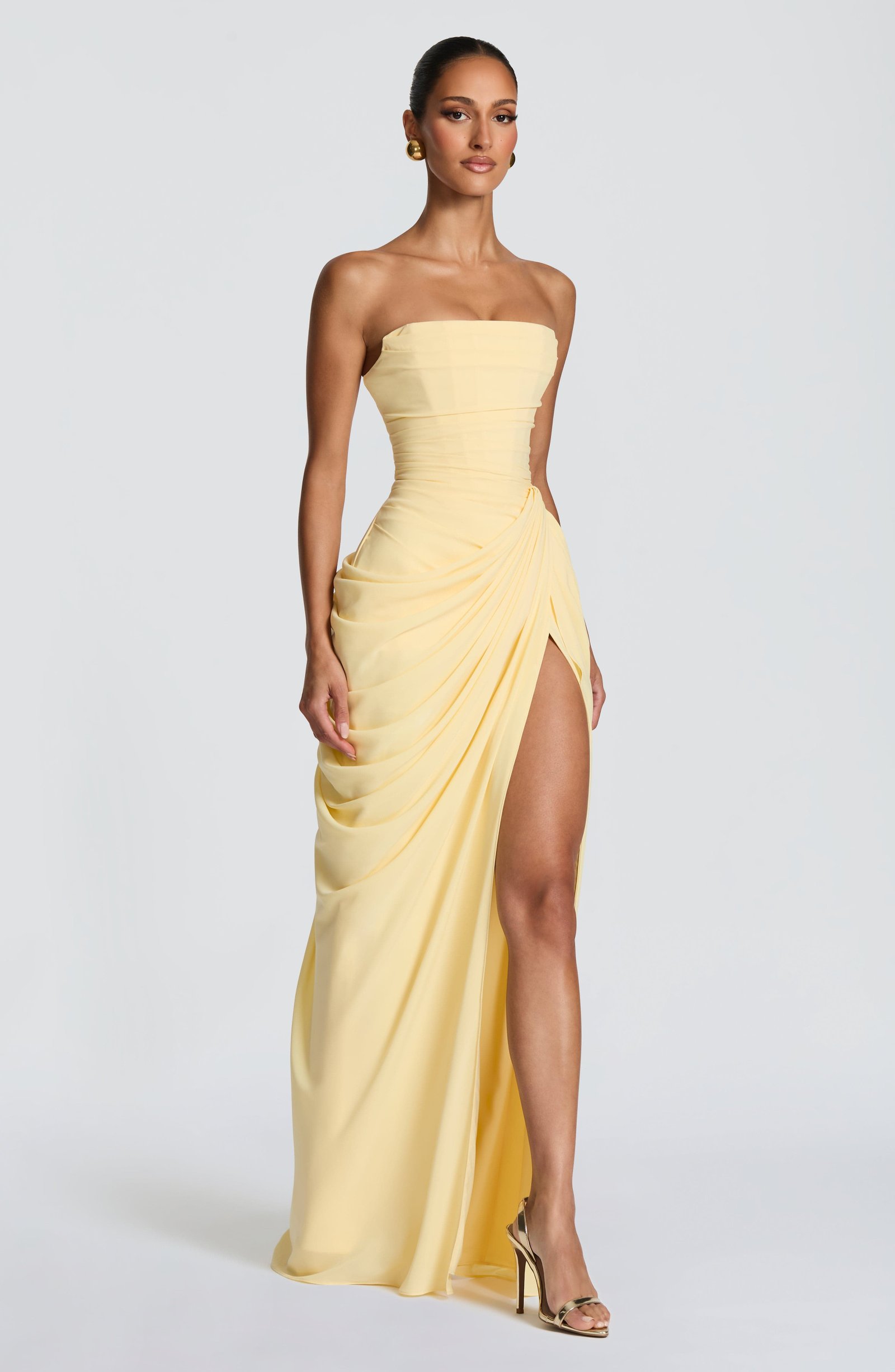 Women's Chiffon Maxi Dress Strapless Corset Back - Image 3