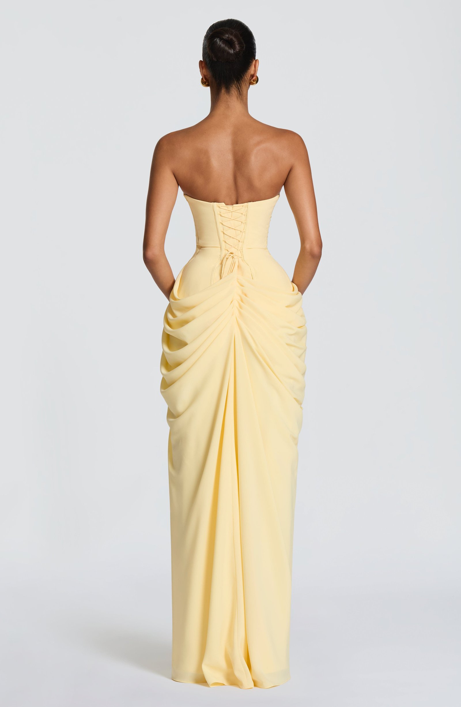 Women's Chiffon Maxi Dress Strapless Corset Back - Image 2