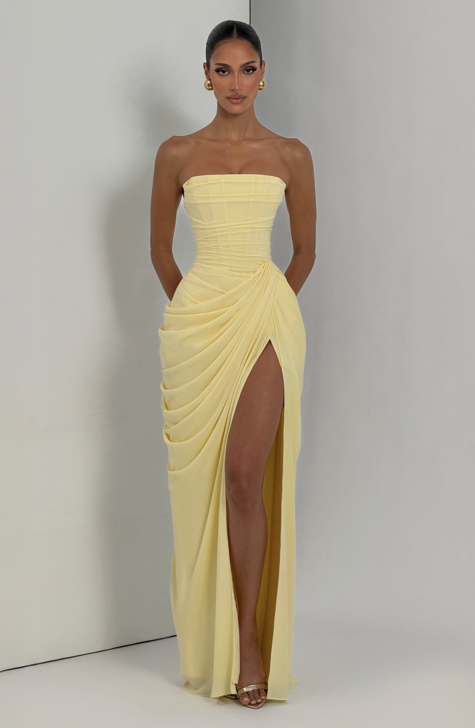 Women's Chiffon Maxi Dress Strapless Corset Back - Image 6