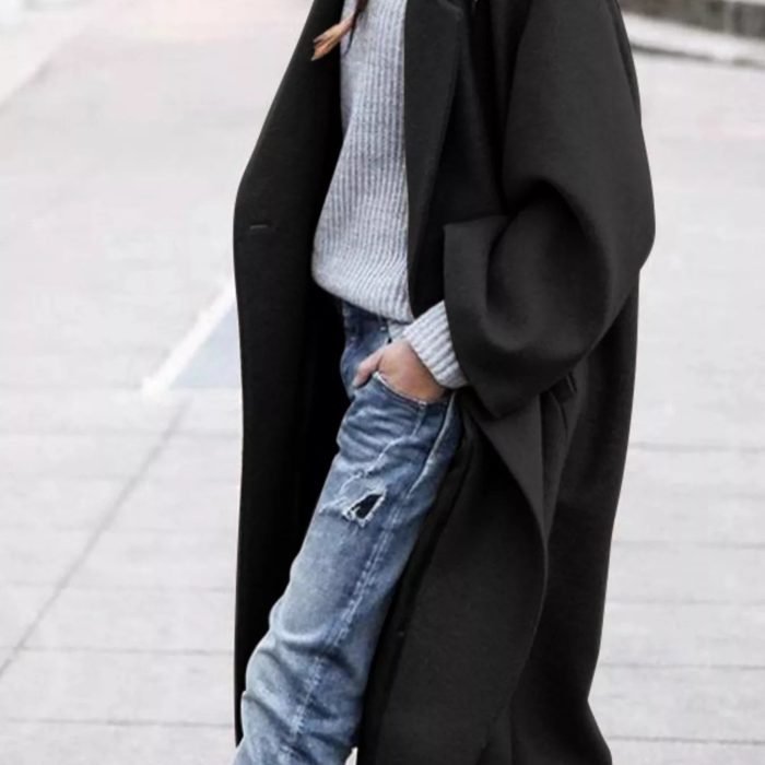 Womens-Oversized-Button-Up-Trench-Coat-with-Lapel-Long-5