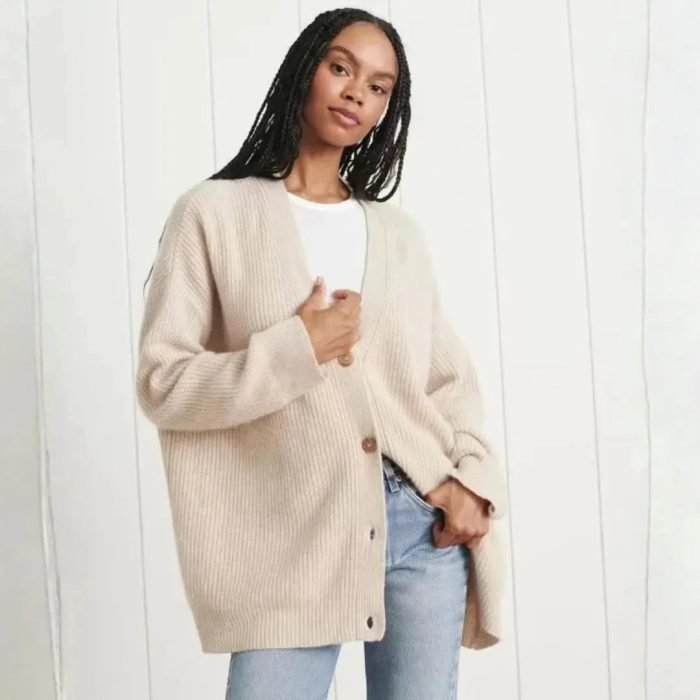 Womens-Oversized-Cardigan-Ribbed-Knit-with-Button-Front-Longline-2